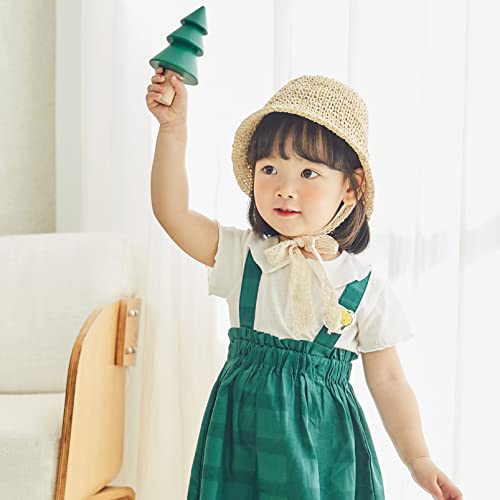 Pureborn Baby Girls Straw Sun Hat Wide Brims Bucket Hat Sun Protection With Straps For Infant Girls 6-24 Months Khaki #TOP1