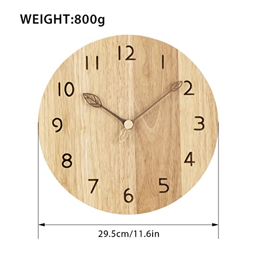 VIVILINEN Reloj de Pared de Madera de 30 cm Silencioso, Estilo Moderno Sin Marco, para Cocina, Salon, Oficina, Dormitorio - imagen 4