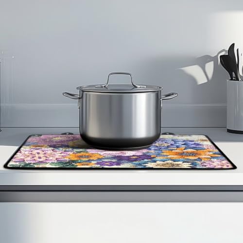 Image of Flat Top Stove Cover Mat Oil-Proof Stove Top Covers for Electric Stove Glass Ceramic Top Stove Cover Induction Cooktop Mat Kitchen Accessories, 29 x 21 Inch, Bohemia Mandala Flower