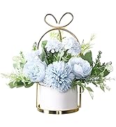 Veryhome Artificial Flowers Chrysanthemum&Hydrangea with Ceramic Vase Silk Fake Flowers Hanging P...