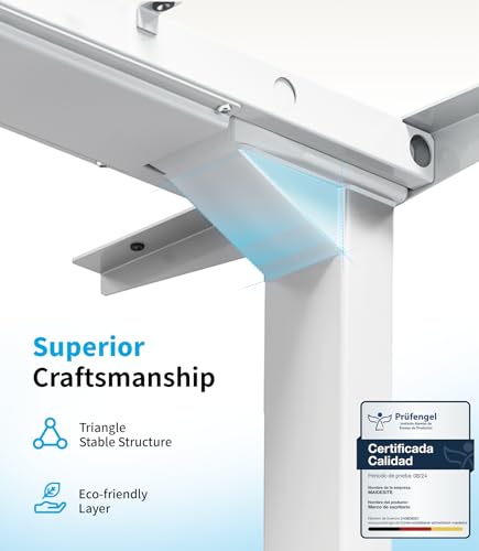 MAIDeSITe Marco de Escritorio de pie Altura Ajustable Eléctrica Doble Motor 3 Sección Patas Telescópicas con tecla de Memoria Automática Inteligente Blanco - imagen 5