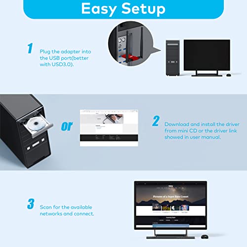 L-Link Usb Wifi Adapter Ac1300Mbps 3.0 Fast Connection For Desktop Pc And Laptop With 2.4Ghz, 5Ghz High Gain Dual Band 5Dbi Antenna, Wifi Dongle Supports Windows 10/8/8.1/7/Vista/Xp/Mac Os/ Linux #TOP6