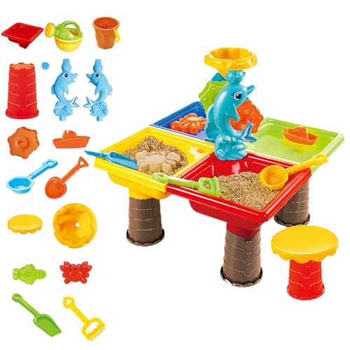 Table de sable colorée pour jardin et plage avec jeu d'eau dauphin