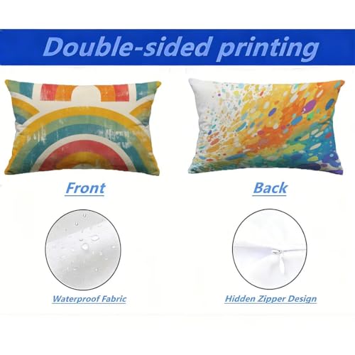 Housse de Coussin Extérieur 40x80 cm Lot de 2 Lin Imperméable - 3