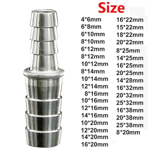 304 Stainless Steel 2 Way 10pcs Reducer Hose Connector Reducer Pagoda Joint 8mm-14mm Home Garden Accessories