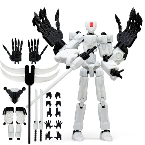Binvin 8Inch T13 Assembly Completed Action Figure,3D Printed Multi-Jointed Movable Toy Nova 13 Action Figures Desktop Decorations for Game Lovers Toy (White)