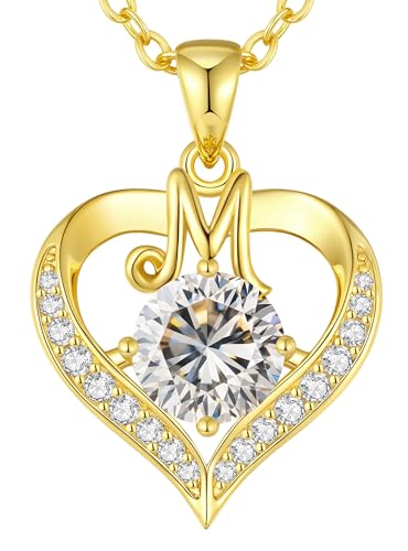 LOUISA SECRET Necklaces for Women A-Z Capital Initial Love Heart Pendant with 18K Gold Plated,Personalised Jewellery Gifts for Women Wife Her Mum Anniversary Birthday Mother's Day