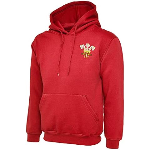 Wales Retro Embroidered Red Hoodie for Men Cover