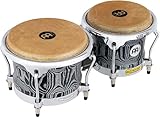 Bongos profesionales Meinl con cáscaras de ceniza blanca americana y herrajes cromados, acabado negro vintage – no fabricado en China – sistema de suspensión de paseo (WB400VBK-M)