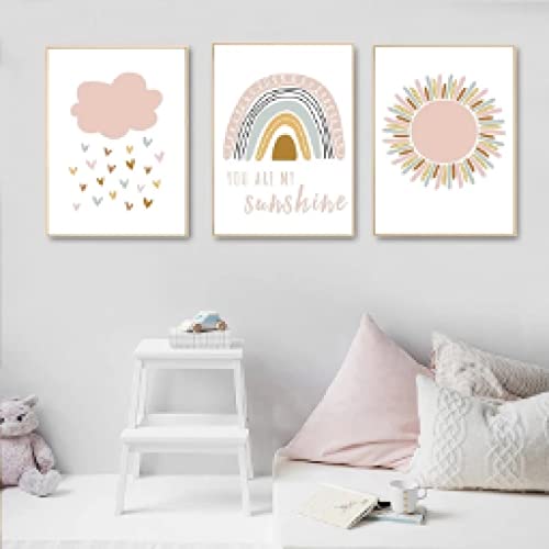 Vous êtes mon soleil toile peinture pour chambre bébé rose et ocre