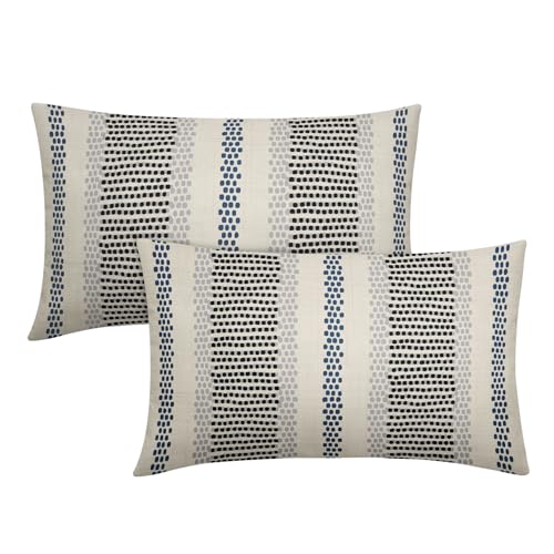 Aytipun Black Blue Pillow Covers 12x20 Set of 2 Gray