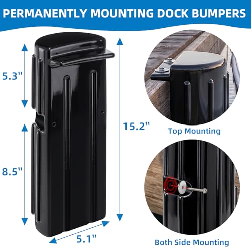 Image of Dock Bumper Fender,Boat Dock Bumpers for Edge or Side,Marine Fender Guard,Vertical Protection,Durable Construction,Includes Mounting Hardware,2 Pack-Black
