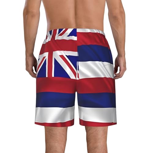 Flag of Hawaii American Men's Beach Pants-Quick-Dry & Comfortable Mens Beach Shorts for Men, Perfect for Surfing and Everyday Wear White3
