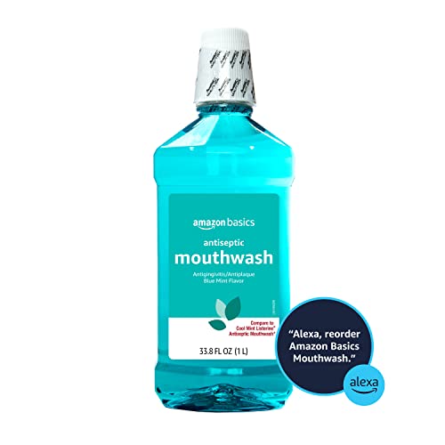Amazon Basics Antiseptic Mouthwash, Blue Mint, Fights Bad Breath, Plaque and Gingivitis, 1 Liter, 33.8 Fl Oz, 1-Pack (Previously Solimo) view 3