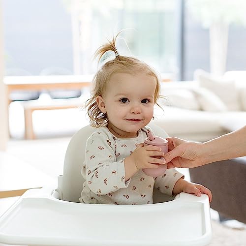 ezpz Mini Cup + Straw Training System - 9 Months+ (Coral) - 100% Silicone Training Cup for Infants + Toddlers - Designed by a Pediatric Feeding Specialist