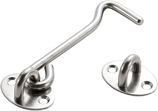 Portable Door Lock, Barn Door Lock, 4'' Barn Door Latch,Heavy Duty Solid Thicken Stainless Steel Gate Latch Lock, Cabin Hooks and Eye Latch