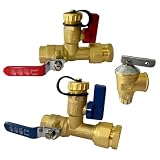 Camplux Kit valvola di servizio per scaldabagno isolatore IPS da 3/4", con valvola limitatrice di pressione, struttura in ottone pulito