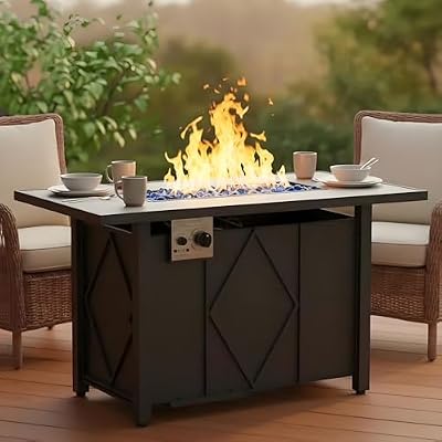 Smug 43 Inch Propane Fire Pit Table, 50,000 BTU Outdoor Gas Fire Pit for Outside Patio Deck Garden Backyard Deck Balcony, CSA Certification