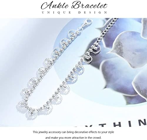 Chaioe Boho Anklet Silver Crystal Anklet Bracelets Beaded Foot Chains for Women and Girls