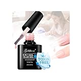 Gelike EC Peachy Jelly Nail Glue Gel - 6 in 1 Extra Strong Clear Acrylic Nails - Long Lasting Extension Adhesive UV Nude Pink Nail Glue for Clear Press On Nail Tips - UV Cure Required