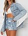 Justalwart Fringe Jean Jacket Women Oversized Denim Jacket (XL, Oversized Denim Jacket With Fringe Trimming)