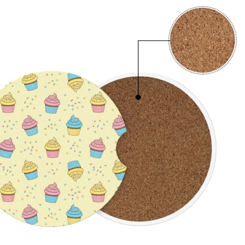 Portavasos para carro de cerámica 2 pzas Colorful Cupcakes miniatura 6