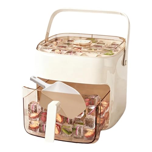 Ice Trays For Freezer Bin- 48 Cavity Press Portable Container With Lid Ice Cubes Maker | For Juice Beverage Whiskey Coffee Kitch