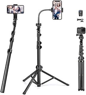 JOILCAN Phone Tripod Stand for Smartphone, Gooseneck Aluminum Mobile Phone Tripod for iPhone, Selfie Stick Tripod with Remote Control & Phone Holder for iPhone 14/13/12/11, Action Camera