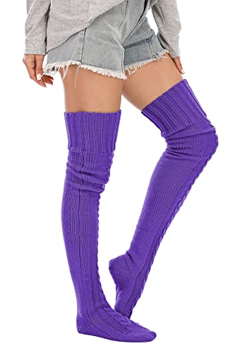 Image of Leoparts Women's Cable Knitted Thigh High Boot Socks Extra Long Winter Stockings Over Knee Leg Warmers