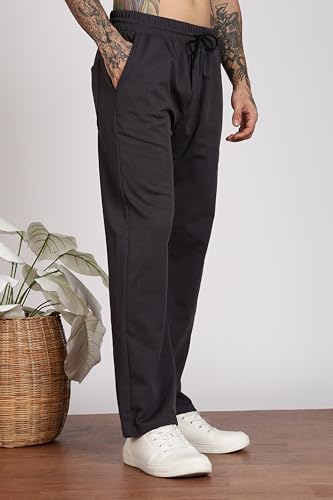 Image of Men's Slim Fit Trouser | Casual Bottoms with Elastic Waist & Drawstring | Soft Stretchable Fabric | Stylish Straight Fit Trousers for Office, Travel & Daily Use