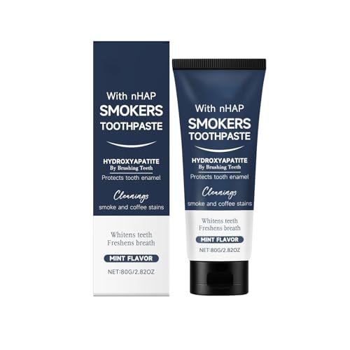 Whitening Hydroxyapatite Toothpaste, Fights Yellowing for Smokers & Coffee Lovers, Contains Hydrated Silica & Baking Soda, Non-SLS Formula with Menthol Freshness | Enamel Care for Sensitive Teeth