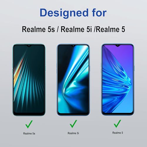 Image of ZAP CASE HD Plus Tempered Glass Screen Protector Compatible For Realme 5s (Black) Edge To Edge Coverage With Easy Installation Kit