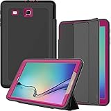 Samsung Galaxy Tab E 9.6 Inch Case, SEYMAC Three Layer Drop Protection Rugged Protective Heavy Duty tablet Case with Magnetic Cover for Samsung Galaxy Tab E 9.6' (Black/Blue)
