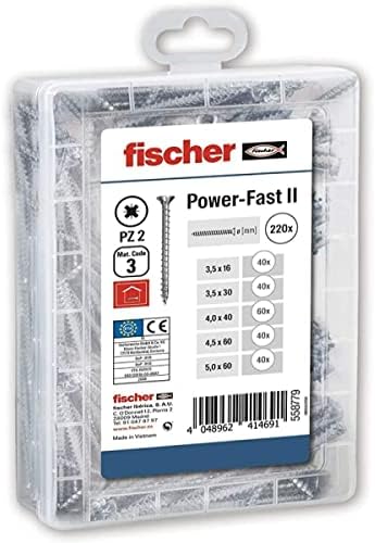 fischer - Surtido de tornillos para madera, 220 uds