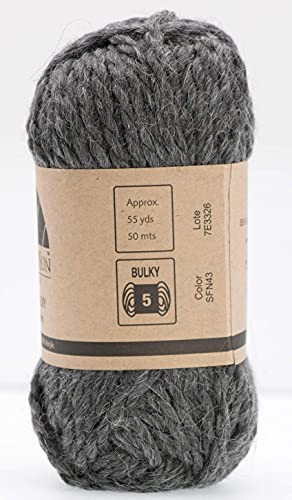 (3 Small Gorgeous Skeins) Alpaca Yarn Blend Umayo [165 Yards Total] Grey, 5 Bulky #TOP2