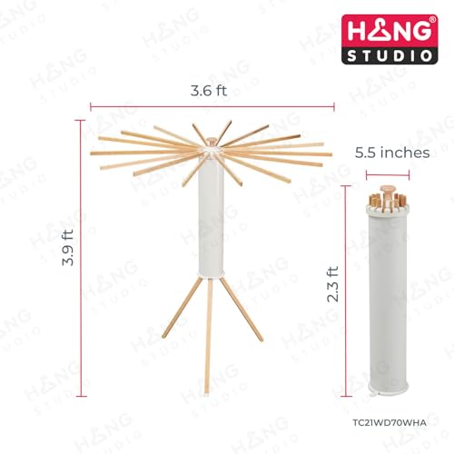 Image of HANG STUDIO Foldable Cloth Dryer Stand Racks Cloth Stands for Drying Clothes Multi Way Folding Rotatable 3.9 Feet Drying Length 16 Drying Heavy Duty Solid Beech Wood Rails, Lightweight (TC21WD70WHA)