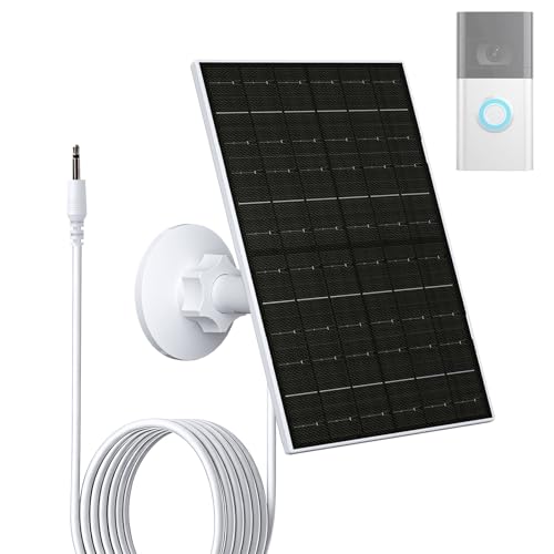 Zivif Cargador de panel solar para timbre, panel solar de 7 W, compatible con Ring Video Doorbell 2/3/3 Plus, y Ring Video Doorbell 4, cable de 16.4 pies, IP65 impermeable, montaje ajustable de 360°