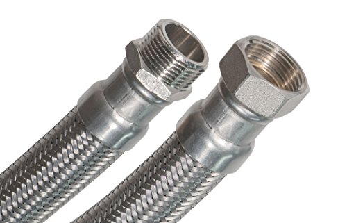 SFX® Panzerschlauch 30cm DN13-1/2 Zoll ÜM x 1/2 Zoll AG knickfest Edelstahl Umflechtung Trinkwasser Flexschlauch 300mm