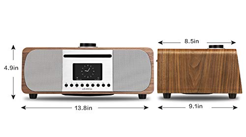 LEMEGA M5+ All-In-One HIFI Music System with CD Player, Internet Radio, FM Radio, Spotify, Bluetooth, WIFI, 2.1 Channel Stereo Speaker, Headphone-out, USB MP3, AUX-in, App & Remote Control (Walnut) - Thumbnail 4
