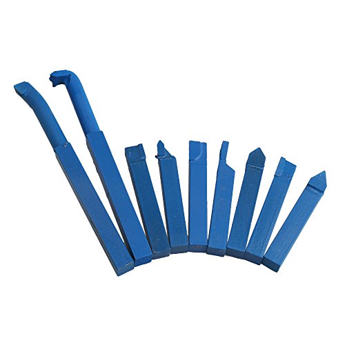 BQLZR Lot de 9 outils en alliage carbure pour tour à métal 10 x 10 mm, bleu, BQLZRN20217