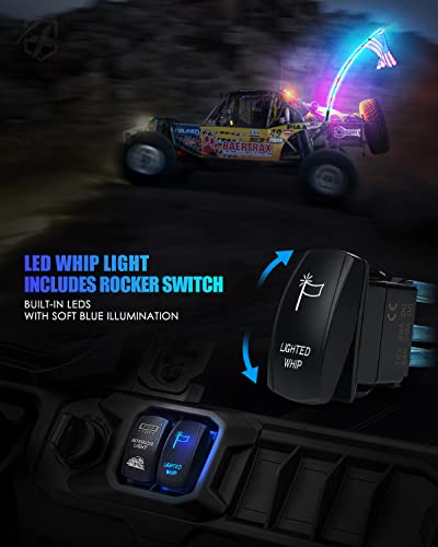 Xprite 5Ft Spiral Rgb Led Whip Lights W/Rocker Switch & Remote Control, Dream-Color Dancing Chase Flag Pole Light For Off-Road Sxs Utv Polaris Rzr Can-Am X3 Side By Side Dune Buggy Suv Trucks 2Pcs #TOP1