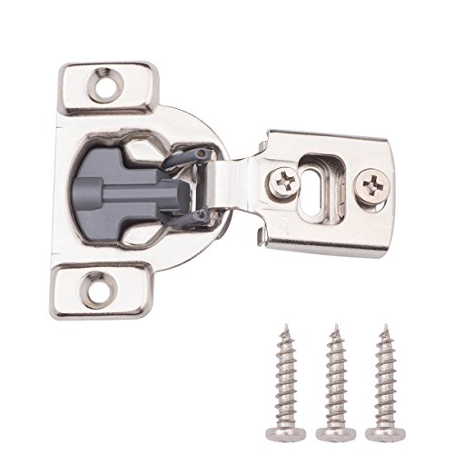 Amazon Basics AB-4012, Nickel Plated steel, Soft Close Cabinet Hinges, 1/2 Inch Overlay, 25-Pack, 1/2-inch, 25 Count