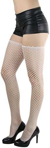 Image of ToBeInStyle Women's Seductive Punk Rock Basic Unfinished Rawedge Fishnet Thigh Highs