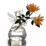 Angel Design Glass Vases,URMAGIC 1 Pcs Clear Angel Hanging Planter Terrarium Container Pot,2.8x4.7 Inch Mini Angel Shape Flower Plant Vase,Hydroponic Pot,Desktop Decorative Vases(Angel 1)