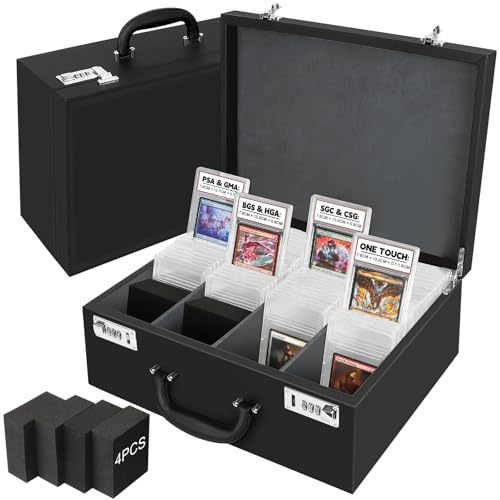 AOBOPLE Graded Card Storage Box,Holds 136+ PSA/GMA Slab or 632+ Toploaders,4 Row PSA Slab Case for Graded Cards Fits 3
