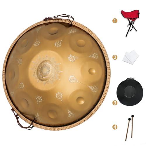 AS TEMAN Handpan 9 Notes 440Hz D Minor Scale Handpan drum 22inches with gift set