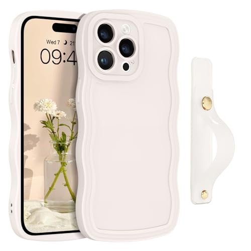 Coque iPhone 14 Pro vague bouclée blanche pour selfies stables en voyage