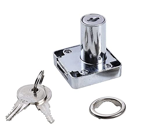 Hwmate 2-Pack 4/5In Outside Diameter Zinc Alloy Drawer & Cabinet Deadbolt Lock Polished Chrome #TOP4