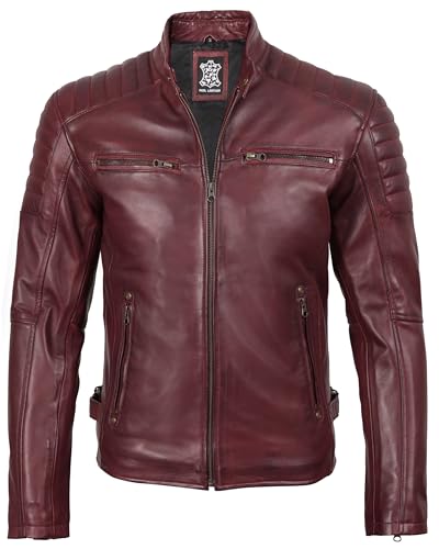 Image of Decrum Men's Casual Real Lambskin Leather Jacket with Zipper Closure
