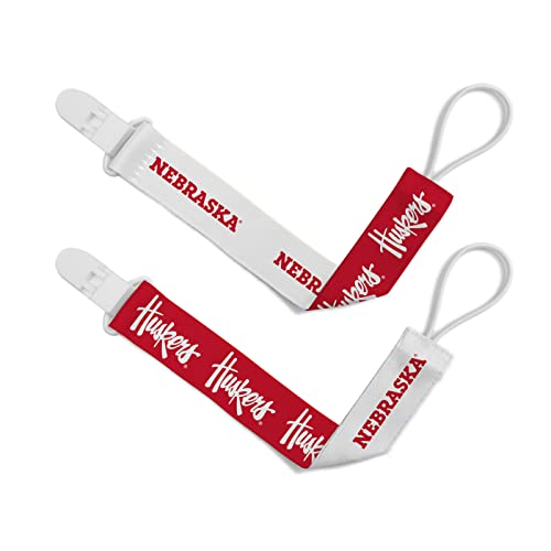 Image of BabyFanatic Officially Licensed Unisex Pacifier Clip 2-Pack - NCAA Nebraska Cornhuskers - Officially Licensed Baby Apparel
